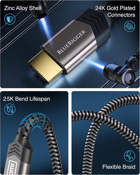 8K (6FT 4Pack, 8K 60Hz 48Gbps, 2.3) PS5, BlueRigger HDMI Cable - HDR, High Speed HDMI Braided Cord, eArc, HDCP