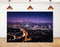 KeyWork 10x7ft Los Angeles Skyline Backdrop Purple Night Sky Light Trails City Lights