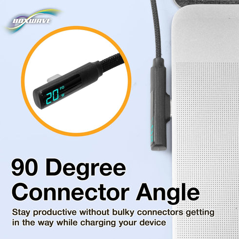 BoxWave TIMMKOO Q5 MP3 (4ft) (100W), Cable Compatible with Player with Bluetooth and WiFi - PowerDisplay PD Right Angle