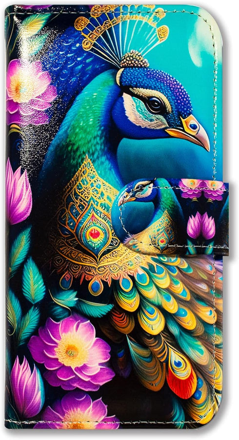 Bcov Galaxy S20 Case, Colorful Peacock Mandala Flowers Leather Flip Wallet Cover with Card Slot & Kickstand