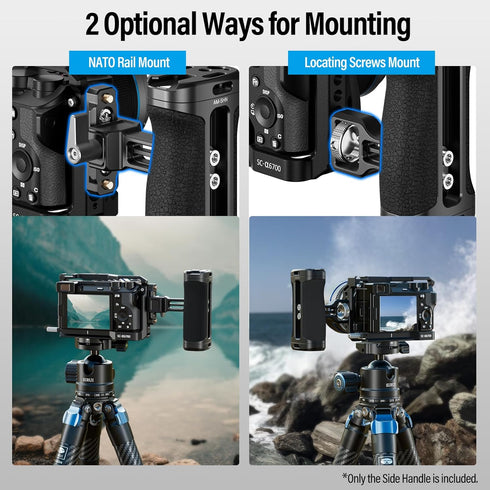 SIRUI Locating Side Handle for ARRI or NATO Mount, Lightweight Camera Cage Grip with Built-in Wrench, Cold Shoe,