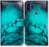 Leather Flip Phone Case Wallet for Motorola Moto G Pure/Power 2022 - Black Bird Pattern with Card Slot and Kickstand