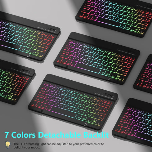 FUWANG iPad 10th Generation Case with 10.9 inch Keyboard 2022 - Detachable 7 Colors Backlit Wireless Bluetooth Folio