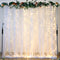 Suppromo White Tulle Backdrop Curtain with Lights String for Parites 108ft Sheer Backdrop