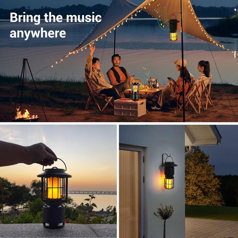 Outdoor Bluetooth Speaker, IP65 Waterproof Wireless Speaker with 3 Light Modes, Portable Gift for Camping and Parties