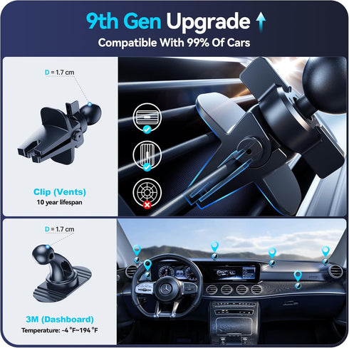 MagSafe Car Mount Charger, Large Magnetic (4.13 lbf), 15W QI Wireless Charger, Vent/Dashboard Phone Holder for iPhone