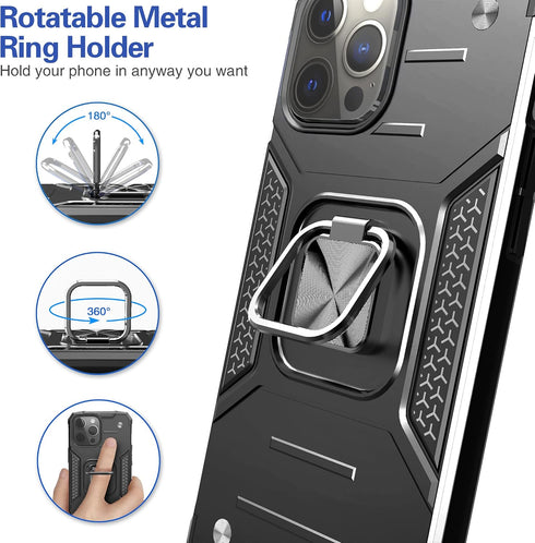 iPhone 14 Pro Case with Screen Protector, Heavy Duty Shock Absorption Slim Fit Lightweight Protective Case, Black