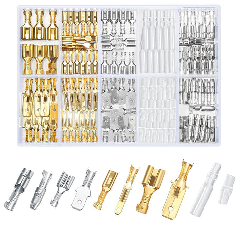 150 Pcs Quick Splice Male and Female Wire Spade Connectors, Wire Crimp Terminal Block Assortment