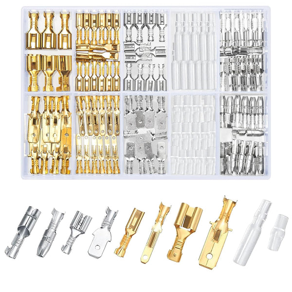 150 Pcs Quick Splice Male and Female Wire Spade Connectors, Wire Crimp Terminal Block Assortment