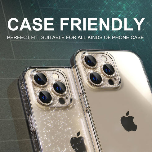 Choiche Camera Lens Protector for iPhone 14 Pro/Pro Max, Bling Cover with 9H Tempered Glass, Metal Ring Decoration