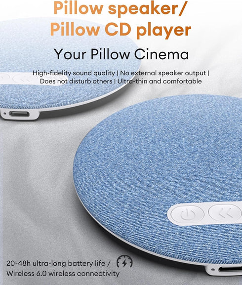 6.0 S1 ZOMBIES CAT Under Pillow Speaker for Sleeping, Bluetooth Sleep Speaker with White Noise & Sleep Timer, Thin