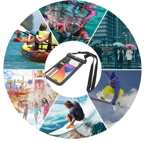 Tekcoo Large Capacity Waterproof Phone Case, IPX8 2-Pack Black Pouch for iPhone 15/14/13/12/11 Pro Max, Galaxy S24 Ultra