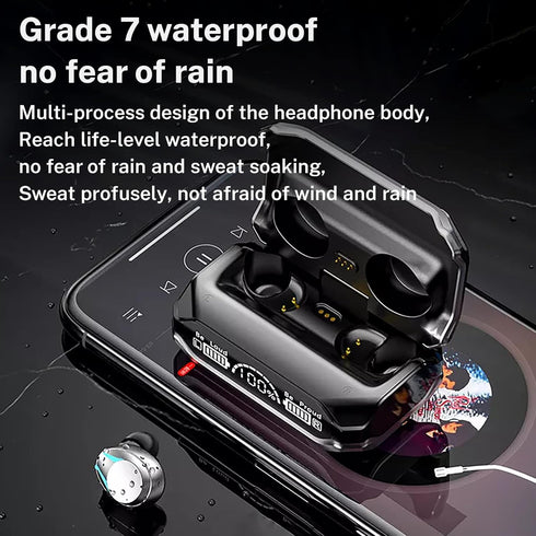 M41 Bluetooth Ear Buds, True Wireless Earbuds, 120Hrs Playback, IPX7 Waterproof, Bluetooth Earphones (Black)