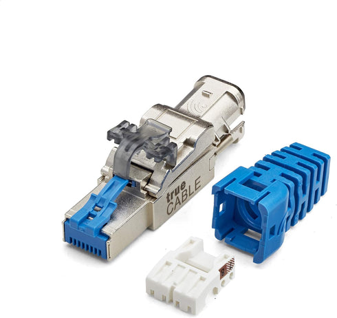 trueCABLE Cat6A Toolless Field Termination Plug, Shielded (STP), 6 Pack, PoE++ Certified
