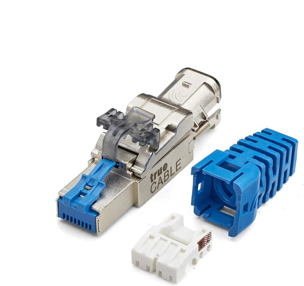 trueCABLE Cat6A Toolless Field Termination Plug, Shielded (STP), 6 Pack, PoE++ Certified