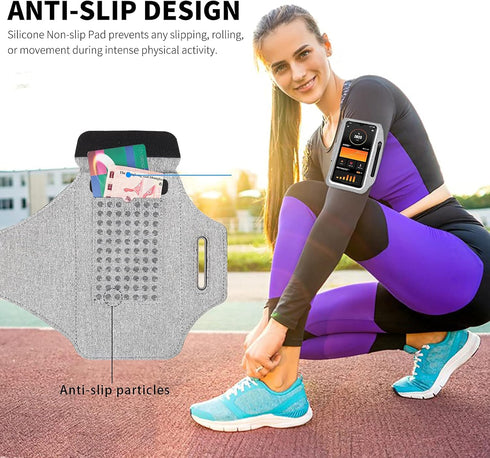 Running Armband with Earphone Bag for iPhone 16 15 Pro 14 Plus 13 11 XR XS, Galaxy S24/S10, Water Resistant Phone Holder