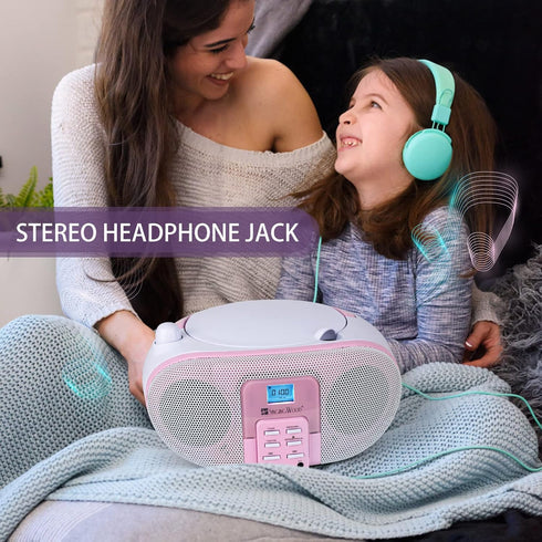 SingingWood GC01 Macarons Series Portable CD Player Boombox - Kids CD Player with AM FM Stereo Radio, Rose