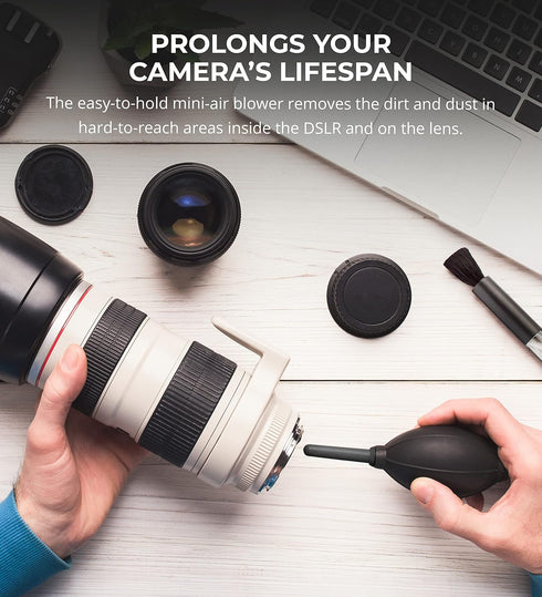 Blucoil Camera Cleaning Kit with Mini-Air Blower and Dual-Sided Lens Pen for DSLR, SLR, Mirrorless Digicam