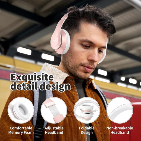 65H 6EQ 6.0 Uliptz Wireless Bluetooth Headphones, Playtime, Sound Modes, HiFi Stereo Over Ear Headphones