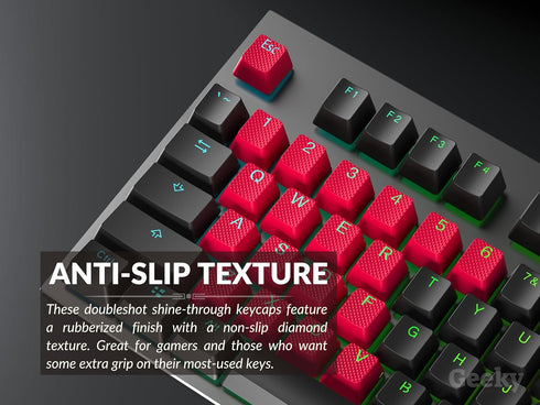 Rubberized Keycap Set, Double Shot Translucent, ABS + TPR, OEM Profile for Mechanical Gaming Keyboard, Red, 23 Keys