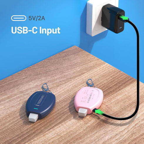 (2-Pack) USB C Keychain Portable Charger, 1600mAh Mini Power Bank, Ultra-Compact Battery Pack for Android Type-C