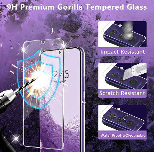 iAnder 3 Pack Galaxy S22 Screen Protector, Camera Lens Protector with Easy Installation Tray, HD Retina Clarity