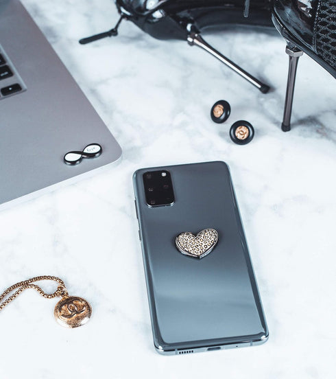 Leopard Heart Infinity Sign Metal Sticker Charms, Decoration for Mobile Cases, Laptops, Set of 2, Stylish & Neutral