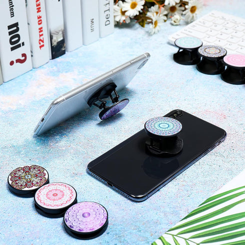Honoson 9 Pieces Cell Phone Grip Holder, Colorful Self-Adhesive Finger Ring Sublimation Phone Holders for Smartphone
