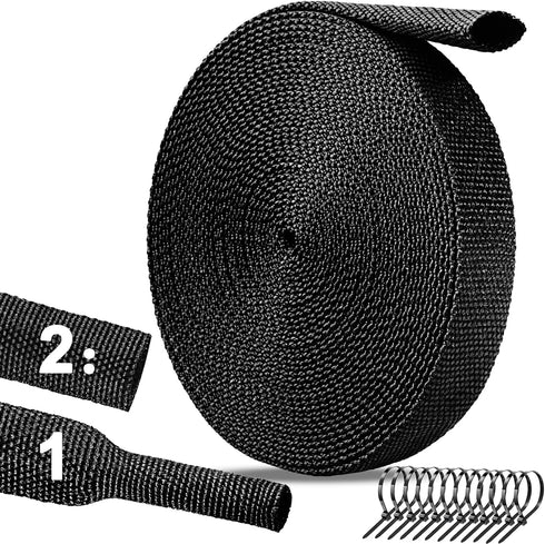 Annbes Hardware 26 Ft-3/8 Inch 2:1 Heat Shrink Wire Loom Braided Cable Sleeves,Heat Resistant