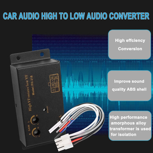 XMSJSIY High to Low Converter Adapter for Car Audio - 1 Pcs Line Input to RCA Stereo Output for Subwoofer Amplifier