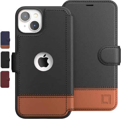 LUPA Legacy iPhone 13 Mini Wallet Case - Slim Durable Faux Leather Flip Case with Card Holder for Men and Women