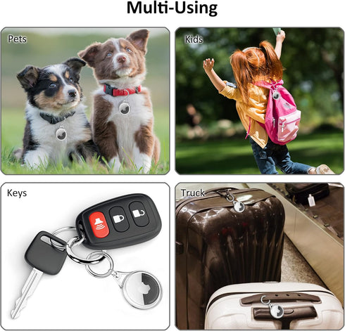 Waterproof Airtag Holder Case, Soft TPU Full Protective Anti-Scratch AirTag Keychain for Luggage, Keys, Cat & Dog