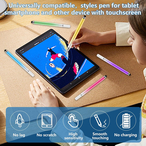 Lapocover 5 Pack 2 1 in Stylus Pen for Touchscreen,iPad,iPhone,Gradient Colored Stylus Pen with Pen Caps,High Precision