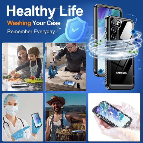 Hualele for Samsung Galaxy S21 FE Case, Waterproof with Built-in Lens & Screen Protector, Rugged Military Grade