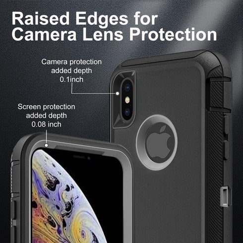 Shop iPhone Xs Max Case: Military Grade 3-in-1 Heavy Duty Shockproof, Drop Proof, Dust Proof + 2 Tempered Glass