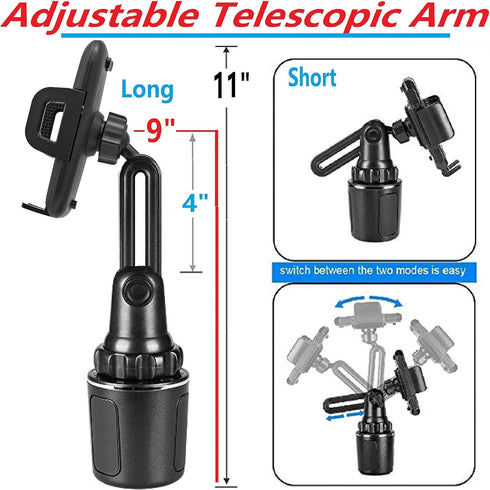 Car Cup Holder Phone Mount, Adjustable Cup Phone Holder for All Cellphones/iPhone 15 Pro Max/Mini Galaxy S23 Ultra/Plus