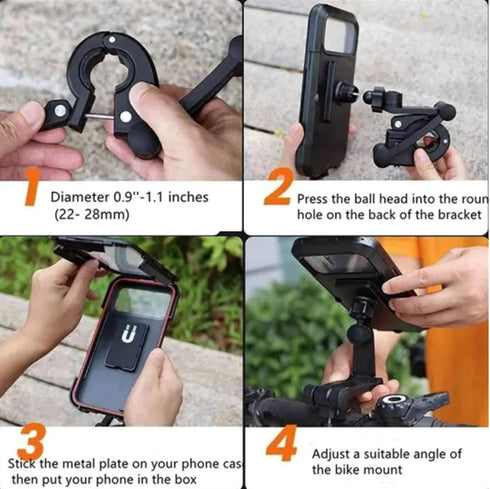 Universal Waterproof Bike Phone Holder - UltraThin, 360° Rotatable Touch Screen Protector for Smartphones Up to 6.8"