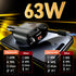 Retractable Car Charger 4 in 1 Fast Phone Charger Adapter PD 63W with 31.5 inch Cables and 2 USB Ports, Compatible with