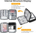 Large Capacity Electronics Accessories Organizer Travel Case, Waterproof Leather Cord Organizer with Adjustable