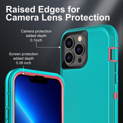 iPhone 13 Pro Max Case, Military Grade 3 in 1 Heavy Duty Shockproof/Dust Proof with 2Pcs Tempered Glass Protector