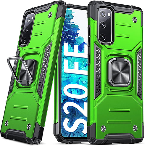 Anqrp Galaxy S20 FE 5G Case, Military Grade Protective Cover with Enhanced Metal Ring Kickstand, Grass Green