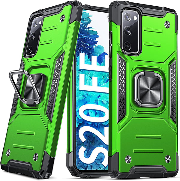 Anqrp Galaxy S20 FE 5G Case, Military Grade Protective Cover with Enhanced Metal Ring Kickstand, Grass Green