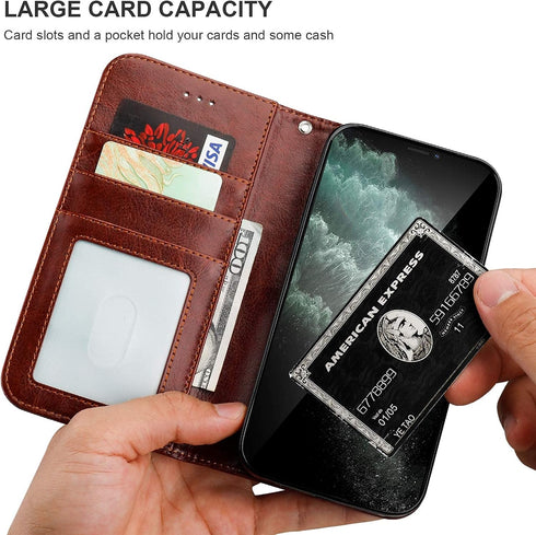 Bocasal Wallet Case for iPhone 11 Pro Max, PU Leather Kickstand, Shockproof Protective Flip Cover (Brown)