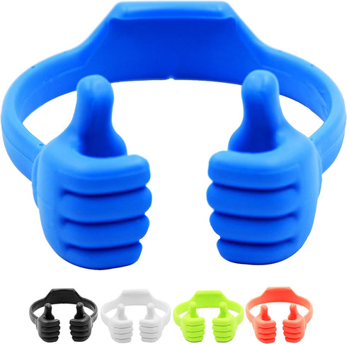 Honsky Thumbs-up Cell Phone Stand, Pack of 5 Universal Flexible Multi-Angle Holder, Blue Black Green White Pink