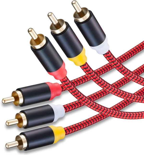 Jelly Tang Audio Video RCA Cable 15Ft,3RCA Male to 3RCA Male 24K Gold Plated