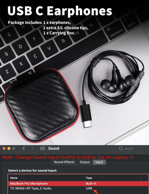 USB C Headphone for Samsung S23 FE S22 S21 S20, Wired Earbuds Magnetic in-Ear Type C Earphone with Microphone