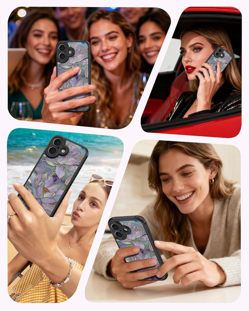 DEENAKIN 17 for iPhone Case Cute,Aesthetic Floral Hard Shell,Compatible with Magsafe,Trendy Unique Cool Retro Western