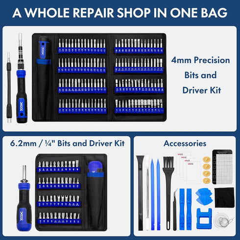 XOOL 200 in 1 Precision Screwdriver Kit - Electronics Repair Tool Magnetic Driver Kit with 164 Bits, Flexible Shaft,