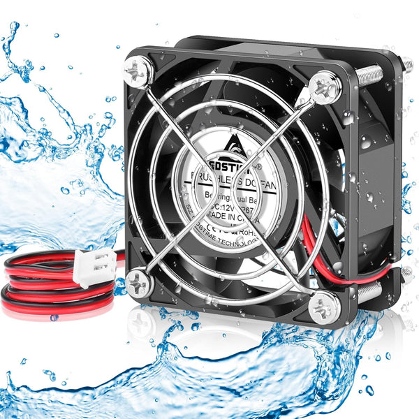 GDSTIME 60mm x 25mm 12V DC Waterproof IP67 Fan, High Speed Dual Ball Bearing Brushless Cooling Fan for Solar Battery