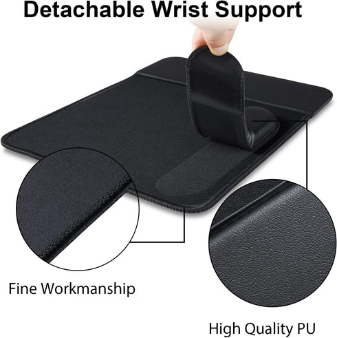15W Wireless Charging Mouse Pad with Detachable Wrist Support, Fast QI Charger for iPhone/Samsung Devices, Black